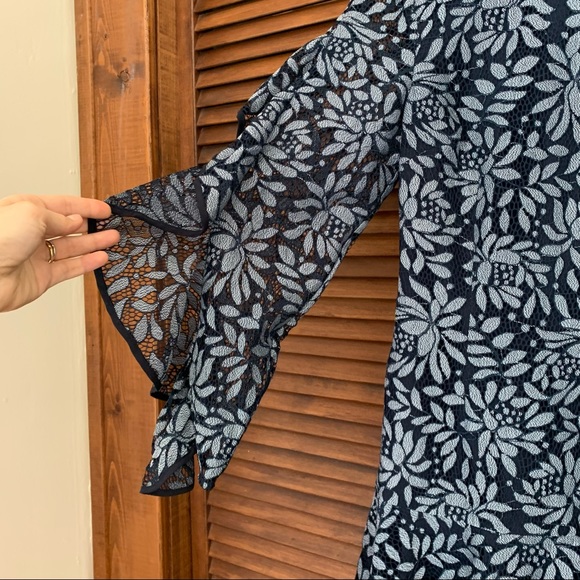 KEEPSAKE Engage Navy Blue Lace Long Sleeve Dress S - Picture 8 of 14